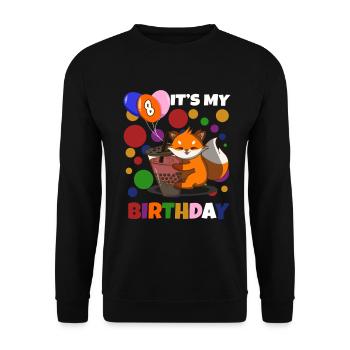 8. Renard d’anniversaire - Sweat-shirt Unisexe - noir - Devant - Alina (178cm) & Michal (187cm)