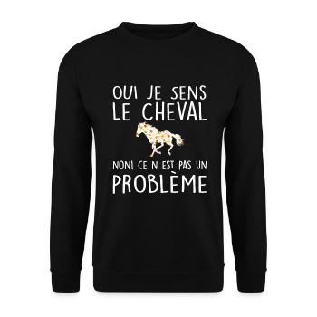 Oui Je Sens Le Cheval Non Ce N'est Pas Un Problème - Sweat-shirt Unisexe - noir - Devant - Alina (178cm) & Michal (187cm)