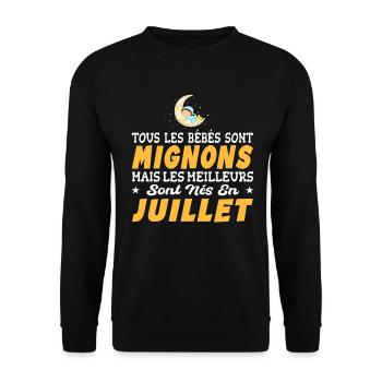 Naissance Cadeau Baby Bébé né en Juillet Fille Gar - Sweat-shirt Unisexe - noir - Devant - Alina (178cm) & Michal (187cm)