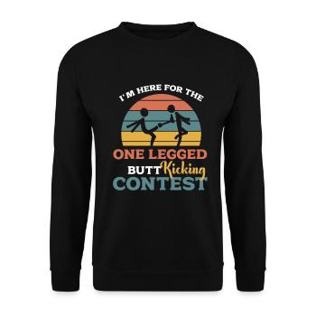Ein Bein Witz Humor Geschenk - Unisex Pullover - Schwarz - Vorne - Alina (178cm) & Michal (187cm)