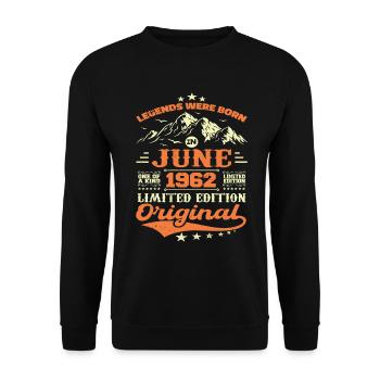 Juin 1962 Anniversaire Né en 1962 Juin Cadeau - Sweat-shirt Unisexe - noir - Devant - Alina (178cm) & Michal (187cm)