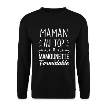 Maman au Top - Maman Mamounette Formidable - Sweat-shirt Unisexe - noir - Devant - Alina (178cm) & Michal (187cm)