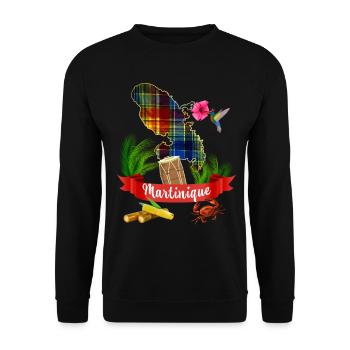 Martinique madras tropique colibri - Sweat-shirt Unisexe - noir - Devant - Alina (178cm) & Michal (187cm)