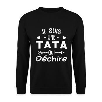 Je Suis Une Tata Qui Déchire - Sweat-shirt Unisexe - noir - Devant - Alina (178cm) & Michal (187cm)