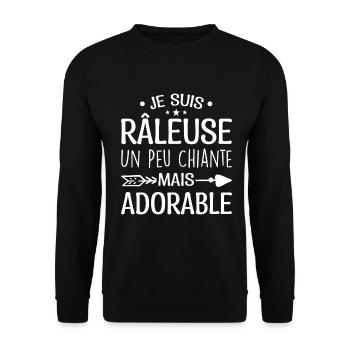 Je Suis Râleuse Un Peu Chiante Mais Adorable - Sweat-shirt Unisexe - noir - Devant - Alina (178cm) & Michal (187cm)