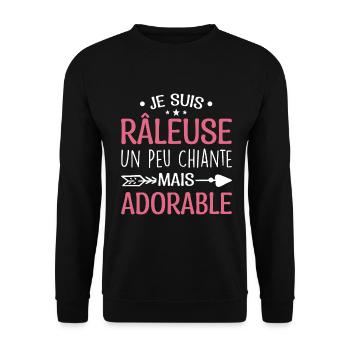 Je Suis Râleuse Un Peu Chiante Mais Adorable - Sweat-shirt Unisexe - noir - Devant - Alina (178cm) & Michal (187cm)