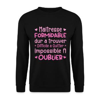 Maîtresse Formidable Cadeau Maîtresse D'école - Sweat-shirt Unisexe - noir - Devant - Alina (178cm) & Michal (187cm)