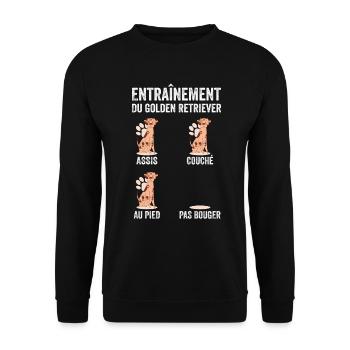 Éducation Chien Entraînement Du Golden Retriever - Sweat-shirt Unisexe - noir - Devant - Alina (178cm) & Michal (187cm)