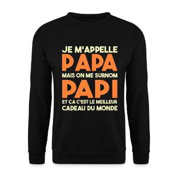 Je M'appelle Papa Mais On Me Surnom Papi Cadeau - Sweat-shirt Unisexe - noir - Devant - Alina (178cm) & Michal (187cm)