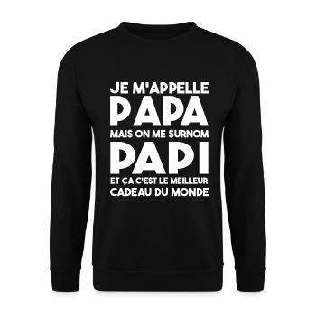Je M'appelle Papa Mais On Me Surnom Papi Cadeau - Sweat-shirt Unisexe - noir - Devant - Alina (178cm) & Michal (187cm)