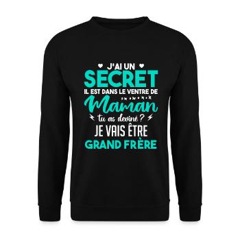 J'ai Un Secret | Je Vais être Grand-frère - Sweat-shirt Unisexe - noir - Devant - Alina (178cm) & Michal (187cm)