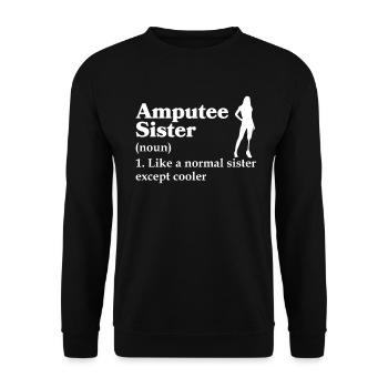 Amputated Leg Prosthesis Gift - Unisex Sweatshirt - black - Front - Alina (178cm) & Michal (187cm)