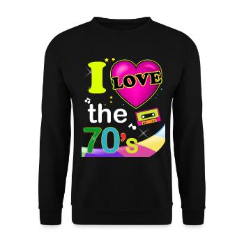 70s Retro Trend Gift Humor - Unisex Sweatshirt - black - Front - Alina (178cm) & Michal (187cm)