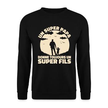 Super Papa Super Fils Cadeau Pere Fête des Pères - Sweat-shirt Unisexe - noir - Devant - Alina (178cm) & Michal (187cm)