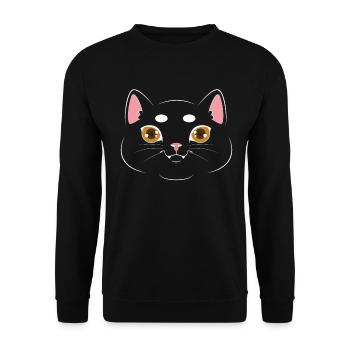 Schwarze Katze - Unisex Pullover - Schwarz - Vorne - Alina (178cm) & Michal (187cm)