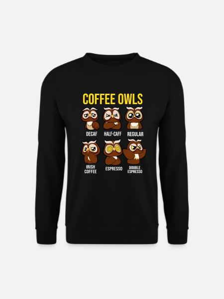 Kaffee-Eule - Unisex Pullover - Schwarz
