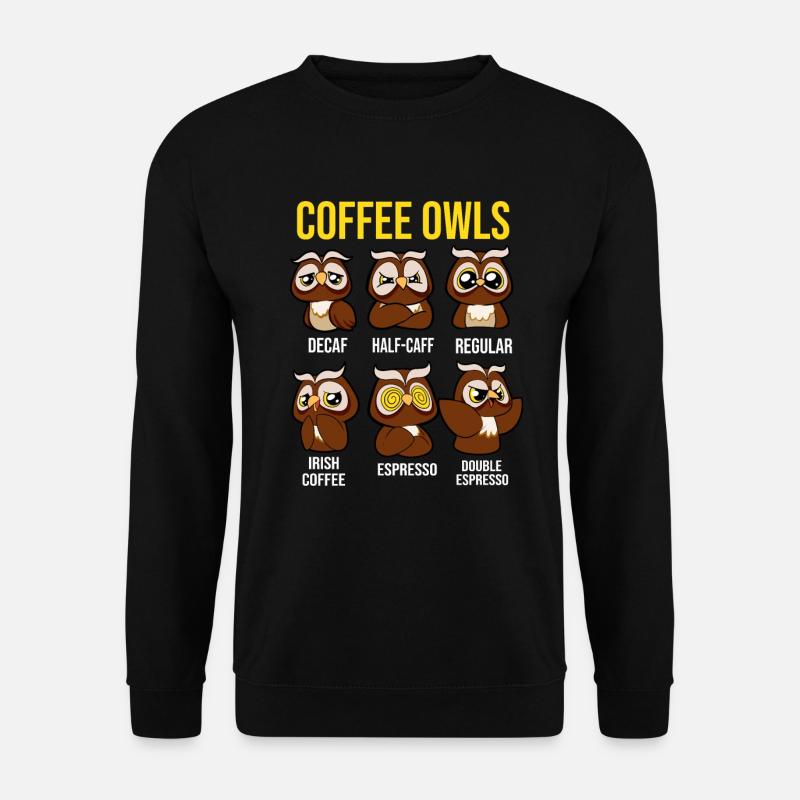 Kaffee-Eule - Unisex Pullover - Schwarz