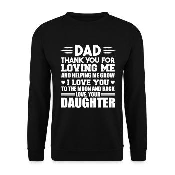 Papa danke, dass du mich liebst, Papa und Tochter Geschenk - Unisex Pullover - Schwarz - Vorne - Alina (178cm) & Michal (187cm)