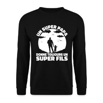 Super Papa Super Fils Cadeau Pere Fête des Pères - Sweat-shirt Unisexe - noir - Devant - Alina (178cm) & Michal (187cm)