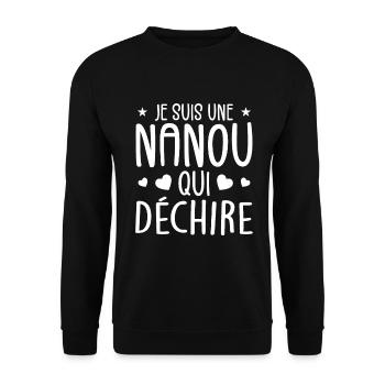 Je Suis Une Nanou Qui Déchire Cadeau Anniversaire - Sweat-shirt Unisexe - noir - Devant - Alina (178cm) & Michal (187cm)