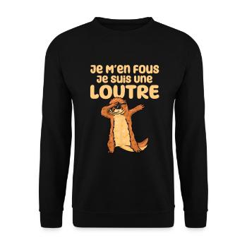 Je M'en Fous Je Suis Une Loutre Cadeau - Sweat-shirt Unisexe - noir - Devant - Alina (178cm) & Michal (187cm)