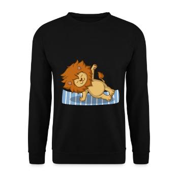 Yoga Löwe - Unisex Pullover - Schwarz - Vorne - Alina (178cm) & Michal (187cm)
