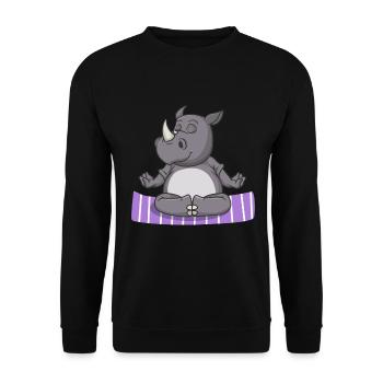 Yoga Nashorn - Unisex Pullover - Schwarz - Vorne - Alina (178cm) & Michal (187cm)