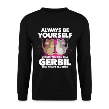 Rennmaus Maus Geschenk - Unisex Pullover - Schwarz - Vorne - Alina (178cm) & Michal (187cm)