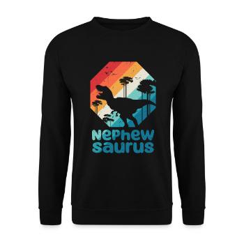 Nephewsaurus T Rex Dinosaur Nephew Saurus Family - Unisex Sweatshirt - black - Front - Alina (178cm) & Michal (187cm)