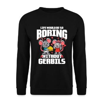 Rennmaus Maus Geschenk - Unisex Pullover - Schwarz - Vorne - Alina (178cm) & Michal (187cm)