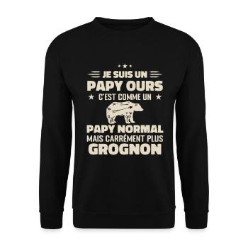 Je suis un papy ours comme un papy normal cadeau - Sweat-shirt Unisexe - noir - Devant - Alina (178cm) & Michal (187cm)
