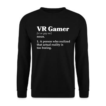 Virtual Reality VR Geschenk - Unisex Pullover - Schwarz - Vorne - Alina (178cm) & Michal (187cm)