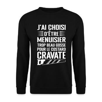 Humour Menuisier Atelier de Menuiserie - Sweat-shirt Unisexe - noir - Devant - Alina (178cm) & Michal (187cm)