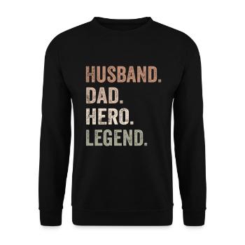 Husband Dad Hero Legend - Sweat-shirt Unisexe - noir - Devant - Alina (178cm) & Michal (187cm)