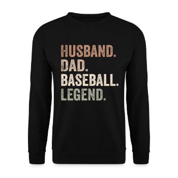 Ehemann Papa Baseball-Legende Lustiger Baseball-Vater - Unisex Pullover - Schwarz - Vorne - Alina (178cm) & Michal (187cm)