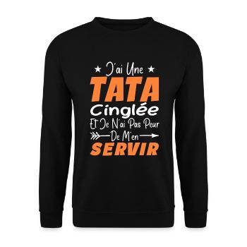 Neveu Nièce Cadeau J'ai Une Tata Cinglée Humour - Sweat-shirt Unisexe - noir - Devant - Alina (178cm) & Michal (187cm)