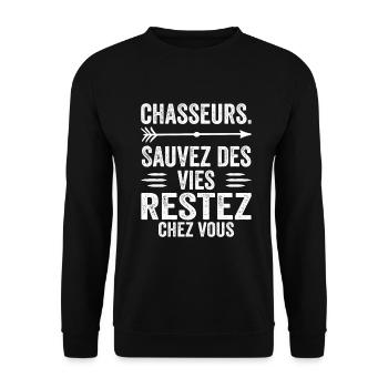 Humour Anti Chasse Pour La Protection Des Animaux - Sweat-shirt Unisexe - noir - Devant - Alina (178cm) & Michal (187cm)
