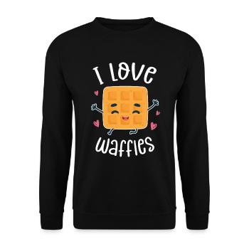 J’adore les gaufres - Sweat-shirt Unisexe - noir - Devant - Alina (178cm) & Michal (187cm)