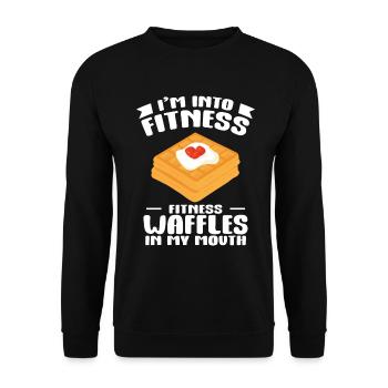 Je suis dans des gaufres fitness fitness dans ma bouche - Sweat-shirt Unisexe - noir - Devant - Alina (178cm) & Michal (187cm)