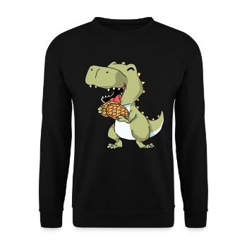 Gaufres T-Rex - Sweat-shirt Unisexe - noir - Devant - Alina (178cm) & Michal (187cm)