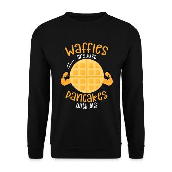 Les gaufres sont simplement des crêpes avec des abdos - Sweat-shirt Unisexe - noir - Devant - Alina (178cm) & Michal (187cm)
