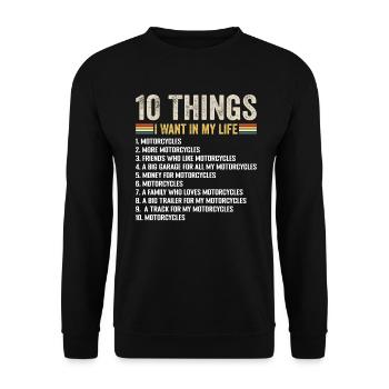 Dinge, die ich in meinem Leben will Mehr Motorräder - Unisex Pullover - Schwarz - Vorne - Alina (178cm) & Michal (187cm)