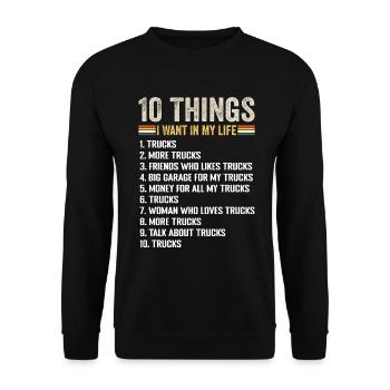 Things I Want In My Life Trucks And More Trucks - Sweat-shirt Unisexe - noir - Devant - Alina (178cm) & Michal (187cm)
