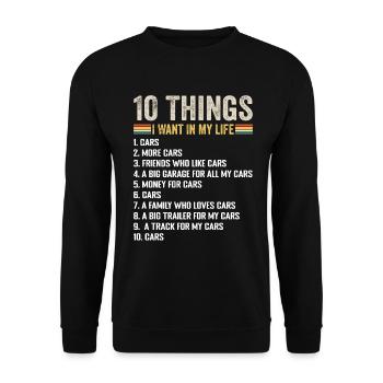 Things I Want In My Life Cars More Cars Car Lover - Sweat-shirt Unisexe - noir - Devant - Alina (178cm) & Michal (187cm)