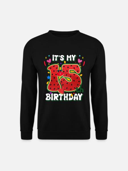 15th Birthday Watermelon Summer Gift - Unisex Sweatshirt - black