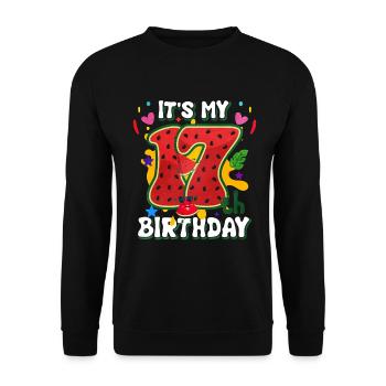 17th Birthday Watermelon Summer Gift - Unisex Sweatshirt - black - Front - Alina (178cm) & Michal (187cm)