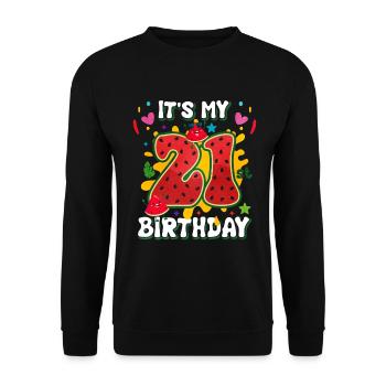 21e anniversaire Cadeau d’été de pastèque - Sweat-shirt Unisexe - noir - Devant - Alina (178cm) & Michal (187cm)