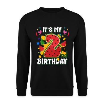2. Geburtstag Wassermelone Sommer Geschenk - Unisex Pullover - Schwarz - Vorne - Alina (178cm) & Michal (187cm)