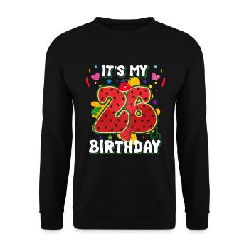 26th Birthday Watermelon Summer Gift - Unisex Sweatshirt - black - Front - Alina (178cm) & Michal (187cm)