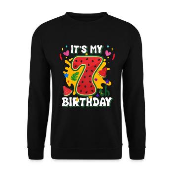 7e anniversaire Cadeau d’été de pastèque - Sweat-shirt Unisexe - noir - Devant - Alina (178cm) & Michal (187cm)
